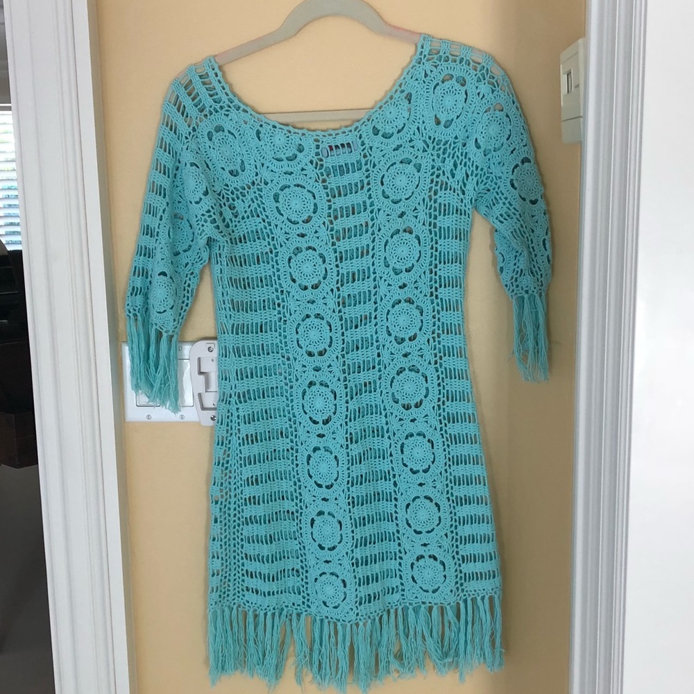Letarte blue crochet cover up